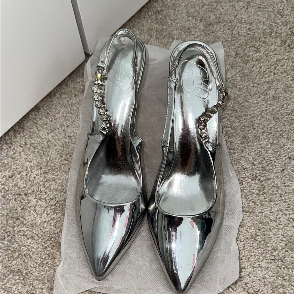SHEIN Silver Stiletto Heels with Ankle Strap